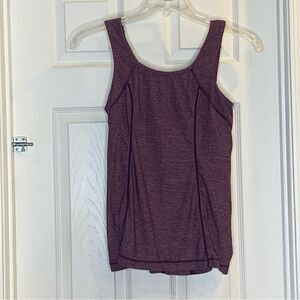 Lululemon Run Free Ruffle Tank Top Sz 8 Workout Athletic Heathered Plum Purple
